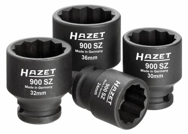 HAZET 900SZ/4, Støpselsett, 1/2", Metrisk/imperisk, 4 hoder, 12.5 mm, 1/2"