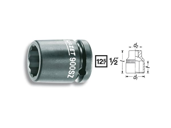 HAZET 900SZ-13, Slaghylsa, Svart, 1 huvuden, 1/2", Metrisk, 13 mm