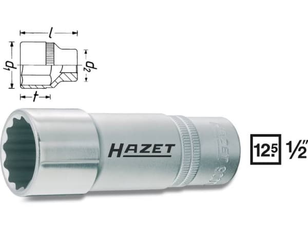 HAZET 900TZ-16, 1 stykker, 25,4 / 2 mm (1 / 2"), Kromvanadiumstål, 85 mm, 126 g
