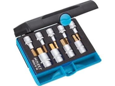 HAZET 986/9N, 9 kpl, Kuusikulmainen (metrinen), 5,6,7,8,9,10,12 mm, 18,5 cm, 165 mm, 153 mm