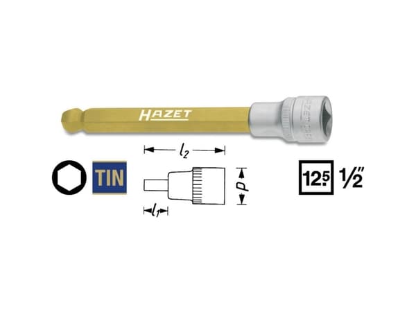 HAZET 986KK-10, 1 kpl, 25,4 / 2 mm (1 / 2"), Terästä, 14 cm, 140 g