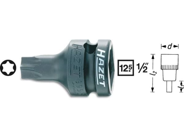 HAZET 995S-T40, Kraftpipe, Sort, 1 hoder, 1/2", Metrisk, 25,1 mm