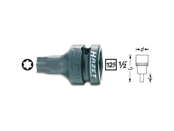 HAZET 995S-T40, Kraftpipe, Sort, 1 hoder, 1/2", Metrisk, 25,1 mm