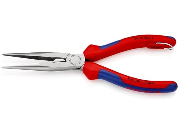 Knipex 26 12 200 T, Nåltänger, 2,5 mm, 7,3 cm, Kromvanadinstål, Blå, Röd, 200 mm