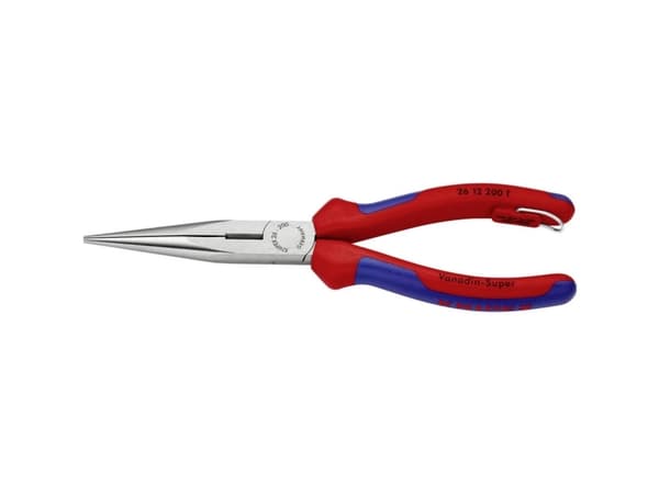 Knipex 26 12 200 T, Nåltänger, 2,5 mm, 7,3 cm, Kromvanadinstål, Blå, Röd, 200 mm
