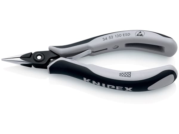 Knipex 34 52 130 ESD, Krom-vanadium-stål, Sort/grå, 13 cm, 61 g