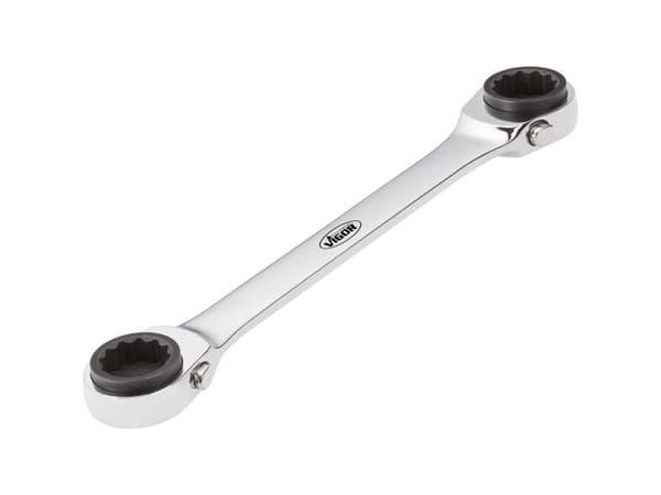 Vigor Doppel-Ratschen-Ringschlüssel, Skiftnyckel, Krom, Rostfritt stål, Rak, 10,13,17,19 mm, 22 cm