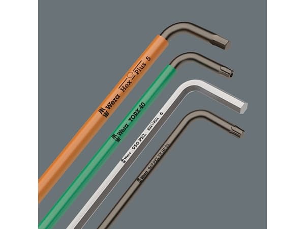 Wera 3950 PKL, Insexnyckel med L-handtag, Brittiska standardmått, 1 styck, Rostfritt stål, 7/64", 11,9 cm