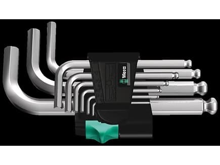 Wera 05133163001, L-formet hexnøkkel, Metrisk, 9 stykker, 1.5,2,2.5,3,4,5,6,8,10 mm, 25 mm, 78 mm