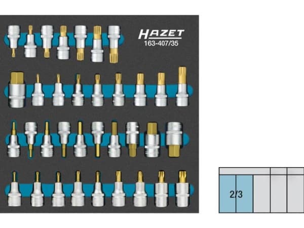 Hazet Topnøgle-bit-sæt 1/2 (12,5 mm) 35 dele 163-407/35