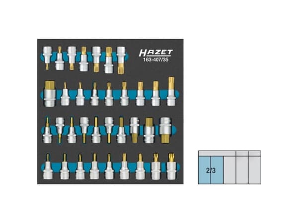 Hazet Topnøgle-bit-sæt 1/2 (12,5 mm) 35 dele 163-407/35