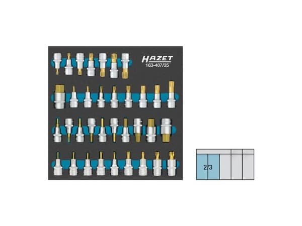 Hazet Topnøgle-bit-sæt 1/2 (12,5 mm) 35 dele 163-407/35