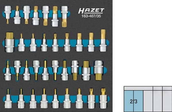 Hazet Topnøgle-bit-sæt 1/2 (12,5 mm) 35 dele 163-407/35