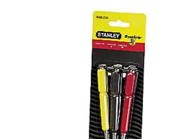 Stanley 0-58-930, Punsset, Stål, Svart, Röd, Gul, 102 mm, 3 styck, Blåsa
