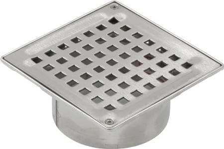 Blücher topp med galler Square - 145x145mm topp för avloppsskål, U-stöd, betong+kakel