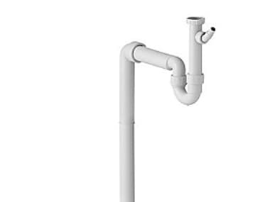 Hvid Geberit universal køkkenvandlås 50mm x 1 1/2" til køkkenvaske med enkeltvask