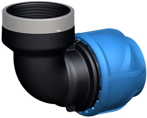 Kulma 90° 40mm x 11/4 hylsy - iJOINT PN16. PP-NBR