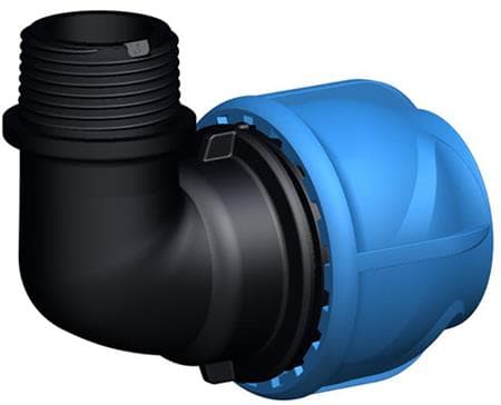 Vinkel 90° 50mm x 1 1/2nippel - iJOINT PN16. PP-EPDM