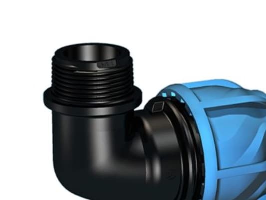 Vinkel 90° 50mm x 1 1/2nippel - iJOINT PN16. PP-EPDM