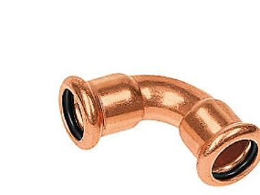 taivutus 54 mm 90° M-M - pistorasia-holkki Cu-puristus M- ja V-lokerot
