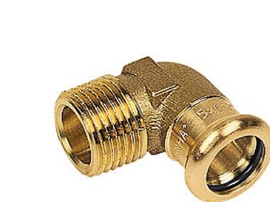 böjning 3/4-22mm 90°M-N - nippel Cu press. M- och V-brickor