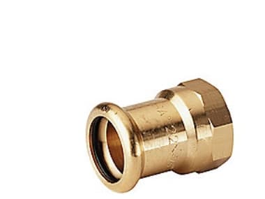 overgangsmuffe 3/4x22mm - 3/4x22mm Cu press. M og V bakker. Rødgods