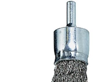 Roterande borste Ø 17x6MM - på spindel med pressad tråd