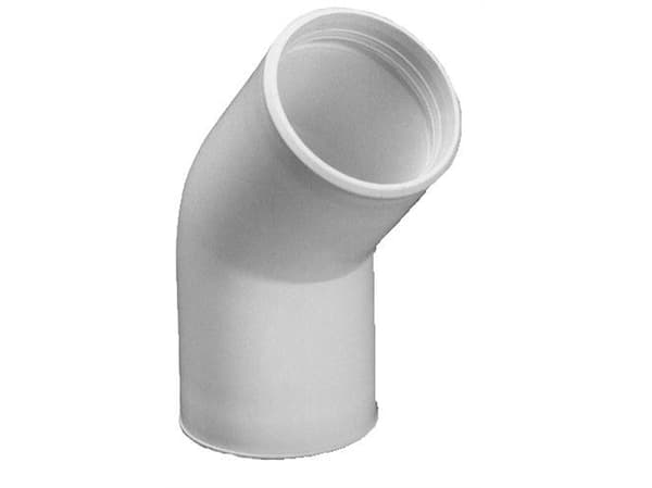 Purus vinkel i 45 grader med indstik muffe/muffe Ø32 mm i hvid PP