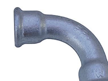 Bøjning 90° galvaniseret lang muffe/muffe 1/2