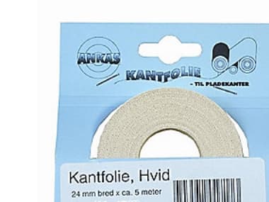 Kantfolie hvid 24mm 5mtr - til påstrygning (kantbånd)