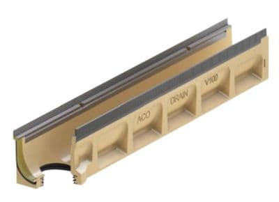 Afløbsrende 0.0.2 m/pakn. 1,0m - ACO V100S Seal In, med 110mm udløb. galv. karm