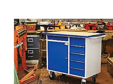 Blika Verkstadsvagn VV-2 - 6 lådor + 1 skåpdel, på hjul, RAL 7035/5017