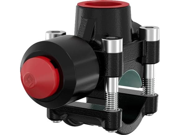 Flamco T-Plus 1.1/2-1.1/4 25b - Anboringstee, mustapinnoitettu. Click-in-pultit