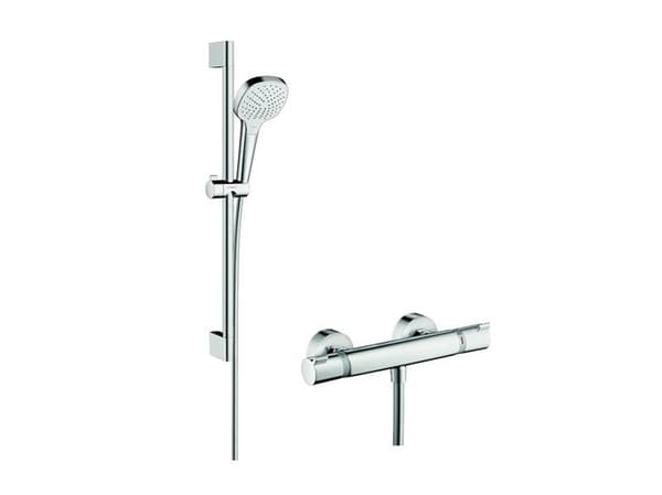 HansGrohe Croma Select E Suihkujärjestelmä vapaasti seisovaan Vario suihkuun, jossa on Ecostat Comfort -termostaatti ja 65 cm suihkukaide