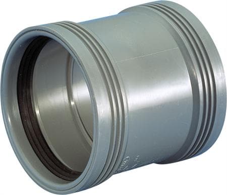 WAFIX dobbeltmuffe 75mm - lysgrå PP