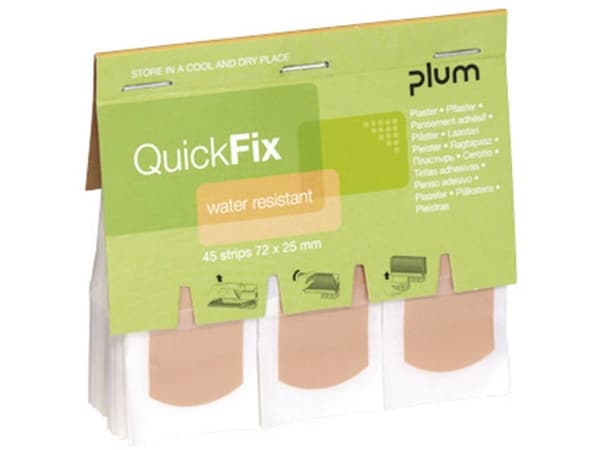 Plaster Vandfast QuickFix Water Resistant 75x25mm refill til væghængt dispenser,45 stk/pk