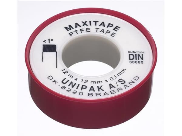 Maxitape pakbånd Unipak vand/olie, 12m x 12 mm x 0,100 mm