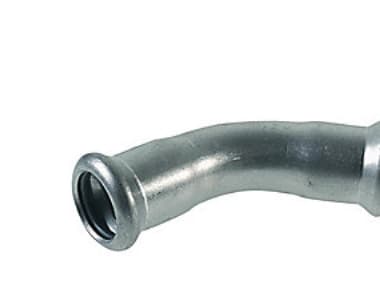 VSH bøjning 45° muffe/muffe 88,9 mm syrefast