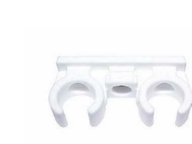 WALRAVEN Tryk rørbøjle dobbel 16-18 mm, hvid plast, M6 messing gevind