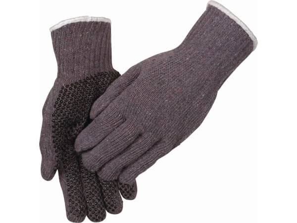 OX-ON strikhandske str. 10 - Knitted Comfort 13300, mørkegrå med dotter