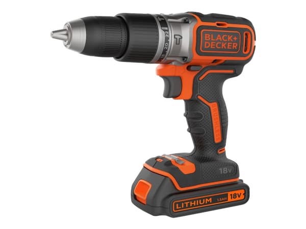 BLACK+DECKER BL188KB - Hammerbor - trådløs - 2 hastigheter - one-piece - 52 N·m - 2 batterier - 18 V