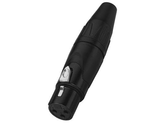 Monacor XLR-823/J/SW, XLR, 3 poles, Svart, Metall, Nickel, 33 g, 7,5 mm