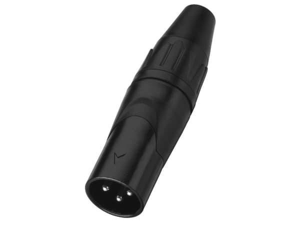 Monacor XLR-823/J/SW, XLR, 3 poles, Svart, Metall, Nickel, 33 g, 7,5 mm