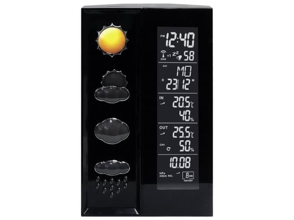 Technoline WS 6650, Sort, Inne hygrometer, Inne Termometer, Utendørs Fuktighetsmåler, Utendørs Barometer, Regn sensor, Hygrometer, Termometer, Hygrom
