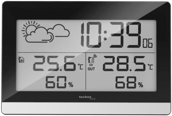 Technoline WS 9255, Svart, Silver, Inomhushygrometer, Inomhustermometer, Utomhushygrometer, Utomhustermometer, hygrometer, Termometer, hygrometer, Te