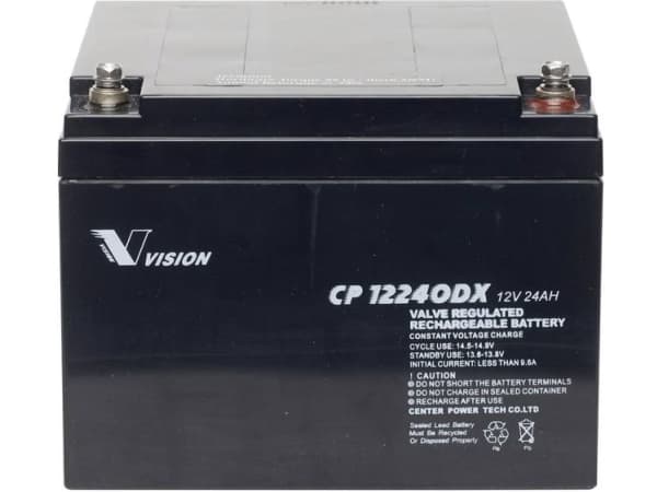 Vision Batteries CP12240DX CP12240DX Lyijyakku 12 V 24 Ah Lyijyakku (B x K x S) 166 x 125 x 175 mm M5-ruuviliitäntä Huoltovapaa, sykliltään stabiili
