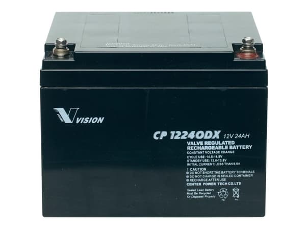 Vision Batteries CP12240DX CP12240DX Lyijyakku 12 V 24 Ah Lyijyakku (B x K x S) 166 x 125 x 175 mm M5-ruuviliitäntä Huoltovapaa, sykliltään stabiili