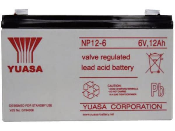 Yuasa NP1.2-6, Forseglet blysyre (VRLA), 6 V, 1 stykker, 1200 mAh, 310 g, 25 mm