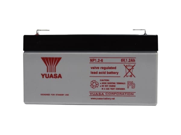 Yuasa NP1.2-6, Forseglet blysyre (VRLA), 6 V, 1 stykker, 1200 mAh, 310 g, 25 mm