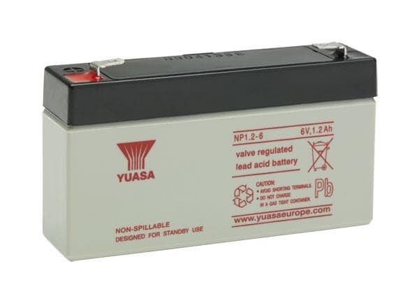 Yuasa NP1.2-6, Forseglet blysyre (VRLA), 6 V, 1 stykker, 1200 mAh, 310 g, 25 mm